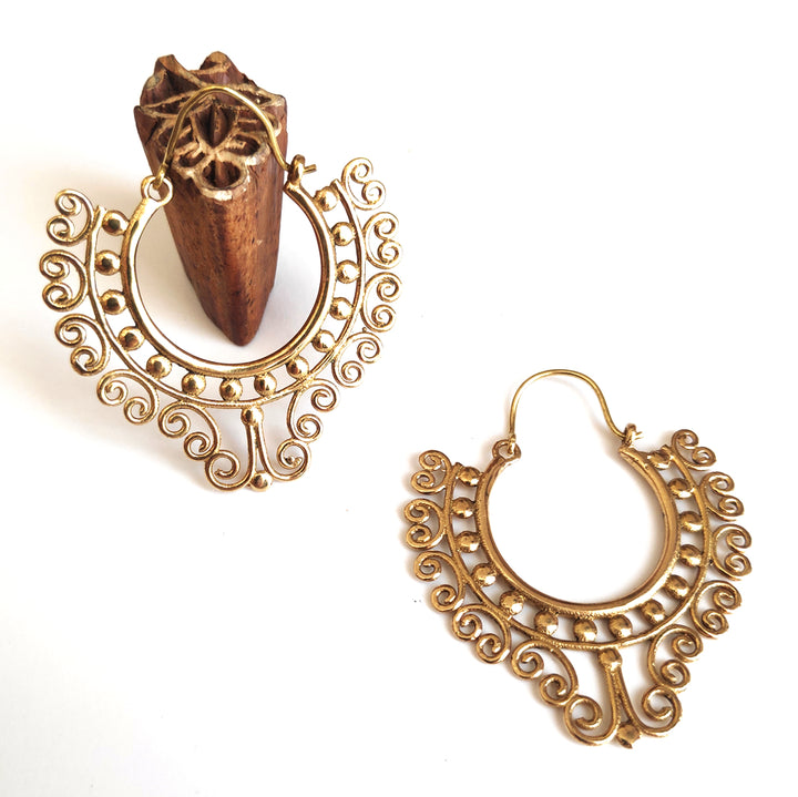 ORECCHINI ETNICI Ottone lucido Orecchini artigianali | ETNICO