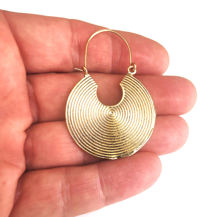 ORECCHINI ETNICI Ottone lucido Orecchini artigianali | Spirale