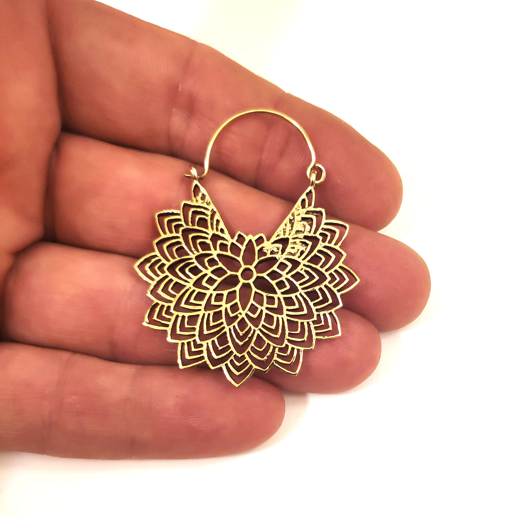 ORECCHINI ETNICI Ottone lucido Orecchini artigianali | ETNICO