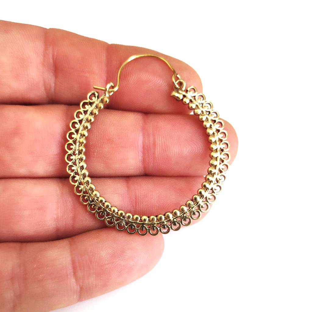 ORECCHINI ETNICI Ottone lucido Orecchini artigianali | Cerchio