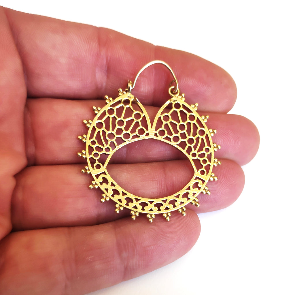 ORECCHINI ETNICI Ottone lucido Orecchini artigianali | Cerchio