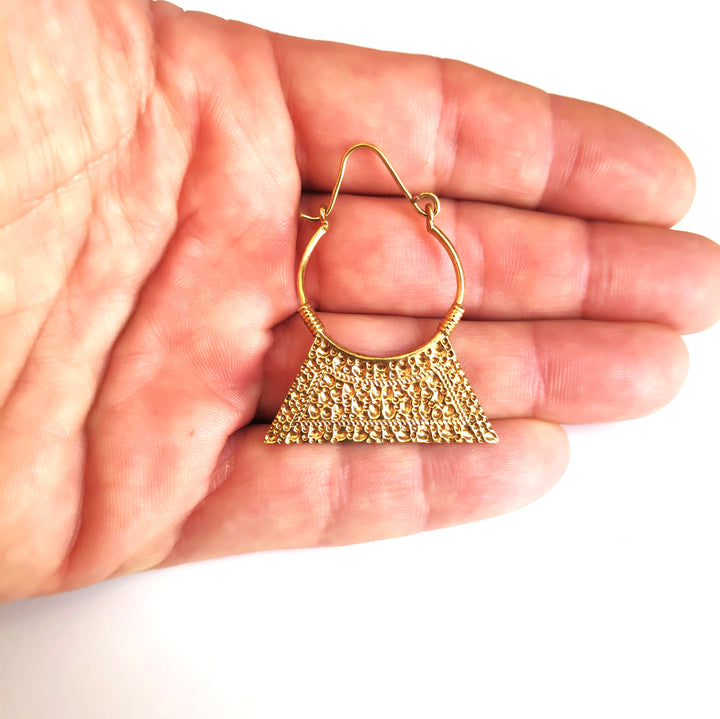 ORECCHINI ETNICI Ottone lucido Orecchini artigianali | ETNICO