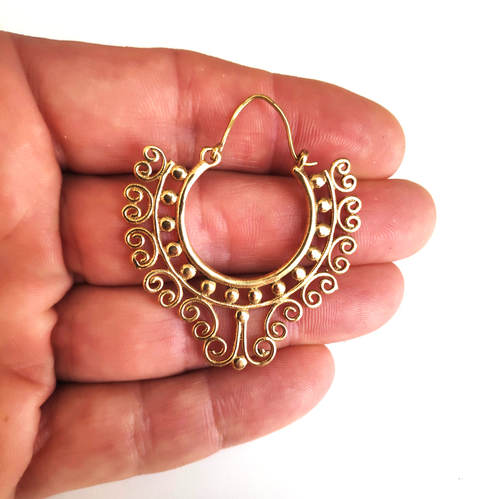 ORECCHINI ETNICI Ottone lucido Orecchini artigianali | ETNICO