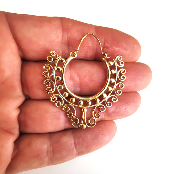 ORECCHINI ETNICI Ottone lucido Orecchini artigianali | ETNICO