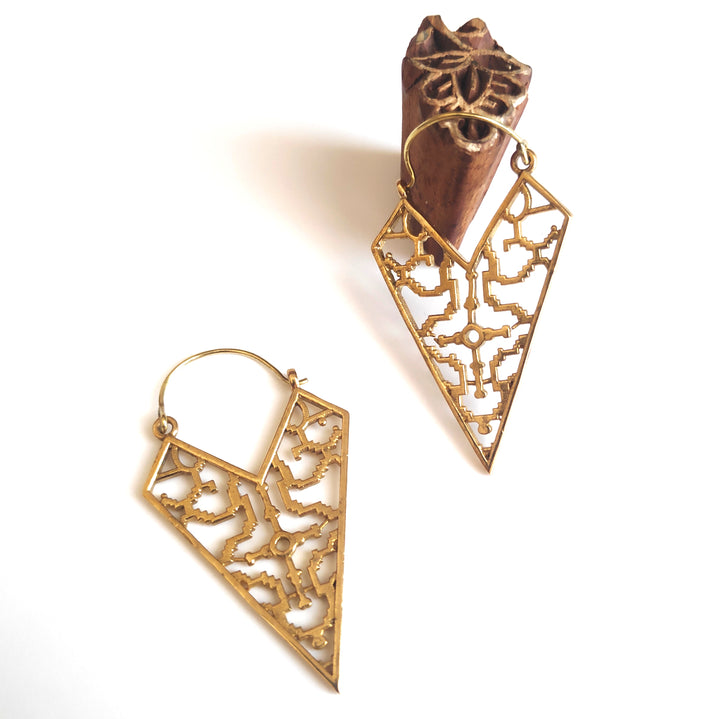 ORECCHINI ETNICI Ottone lucido Orecchini artigianali | ETNICO
