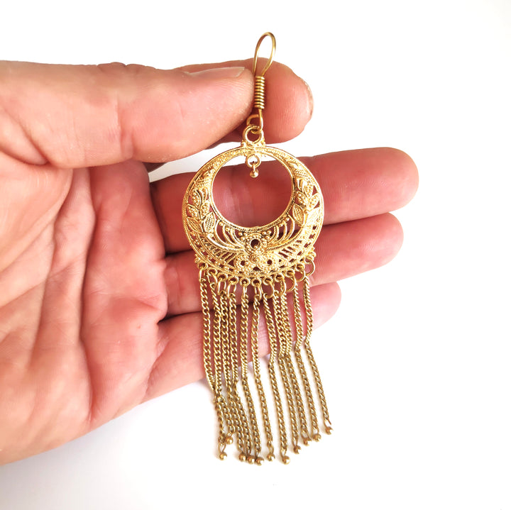 ETHNIC EARRINGS Polished brass Handcrafted earrings | ETHNIC