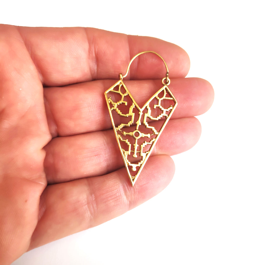 ORECCHINI ETNICI Ottone lucido Orecchini artigianali | ETNICO