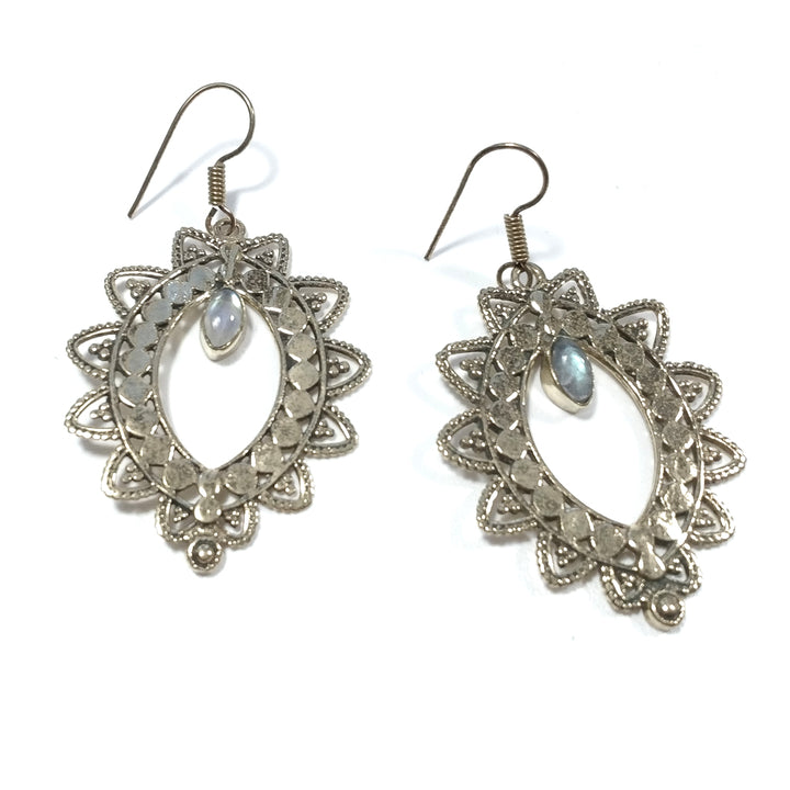 ORECCHINI ETNICI Ottone lucido ORECCHINI Labradorite | ETNICO