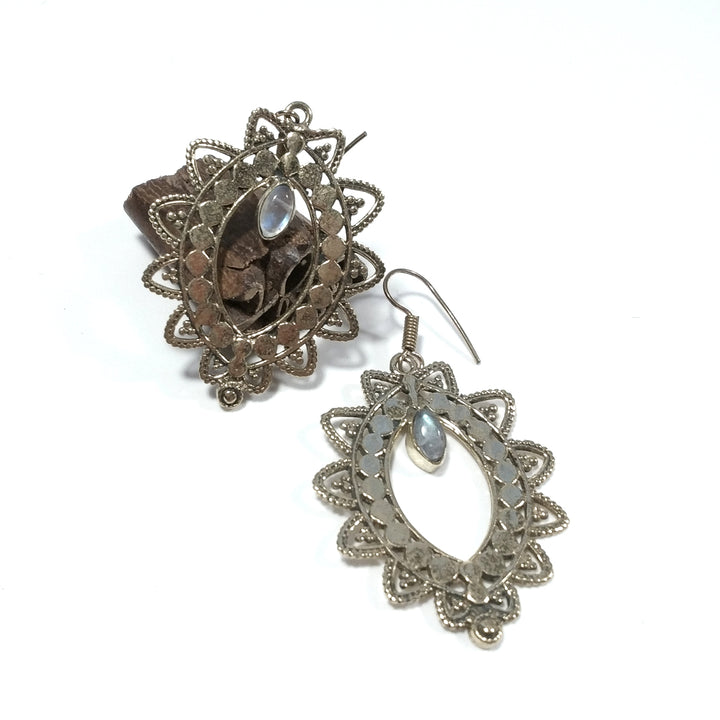 ORECCHINI ETNICI Ottone lucido ORECCHINI Labradorite | ETNICO