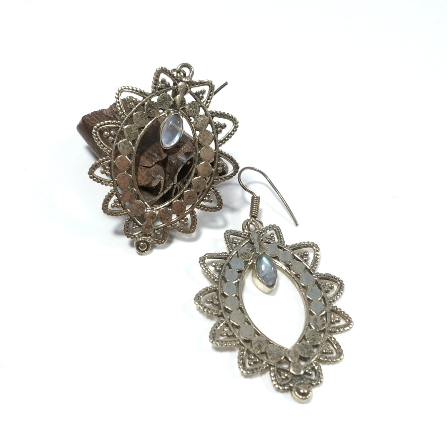 ORECCHINI ETNICI Ottone lucido ORECCHINI Labradorite | ETNICO