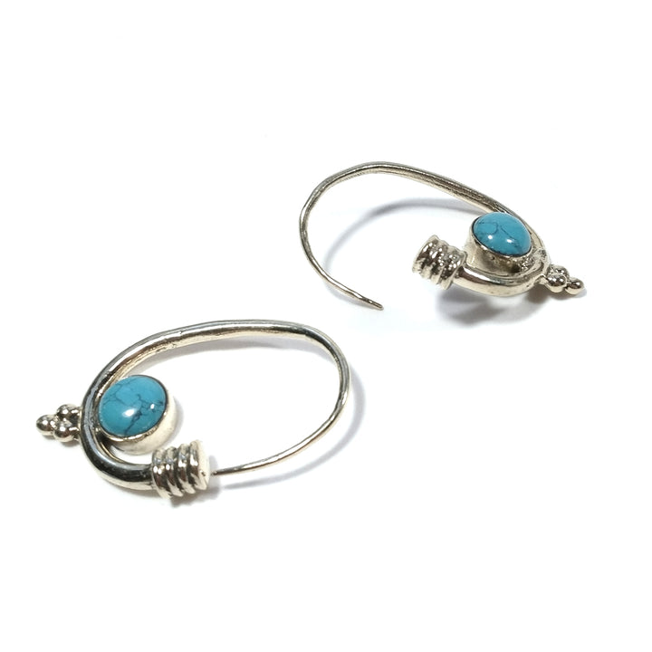 ETHNIC EARRINGS Polished brass EARRINGS Turquoise | ETHNIC