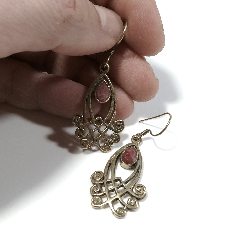 ETHNIC EARRINGS Polished brass EARRINGS Ruby Root | ETHNIC