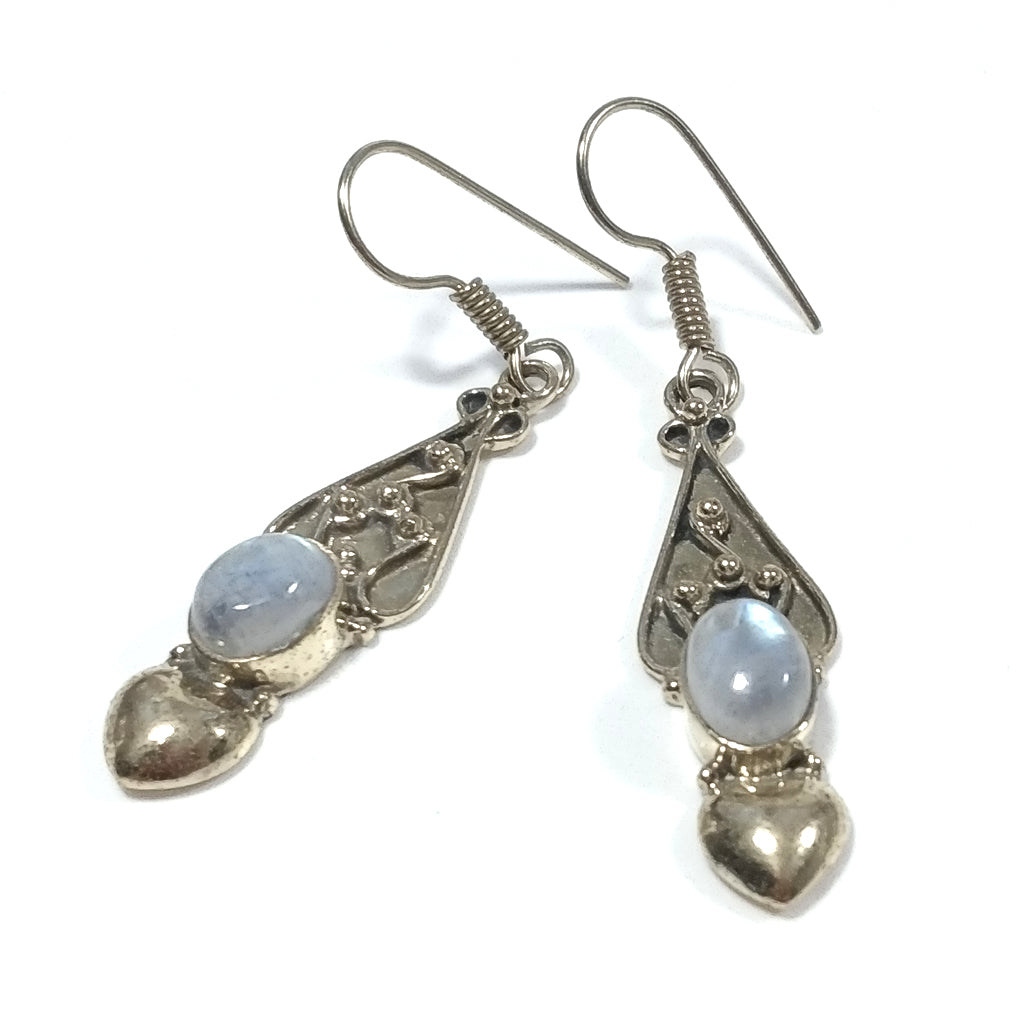 ORECCHINI ETNICI Ottone lucido ORECCHINI Pietra di Luna | ETNICO