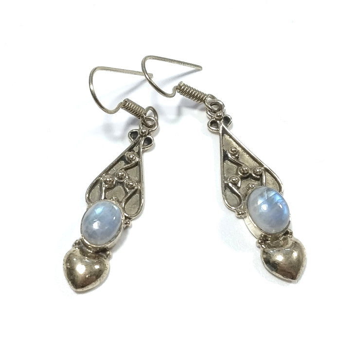 ORECCHINI ETNICI Ottone lucido ORECCHINI Pietra di Luna | ETNICO