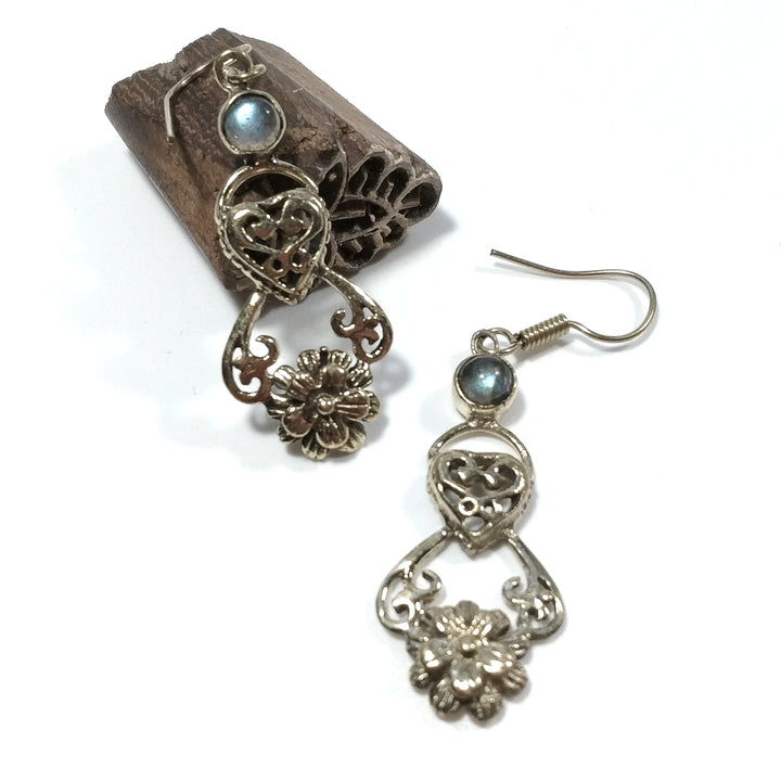 ORECCHINI ETNICI Ottone lucido ORECCHINI Labradorite | ETNICO