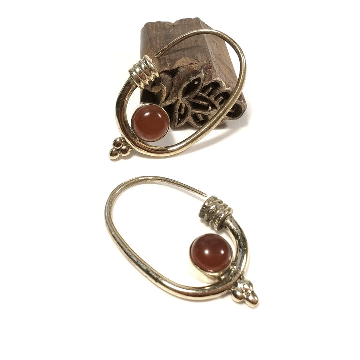 ORECCHINI ETNICI Ottone lucido ORECCHINI Corniola | ETNICO