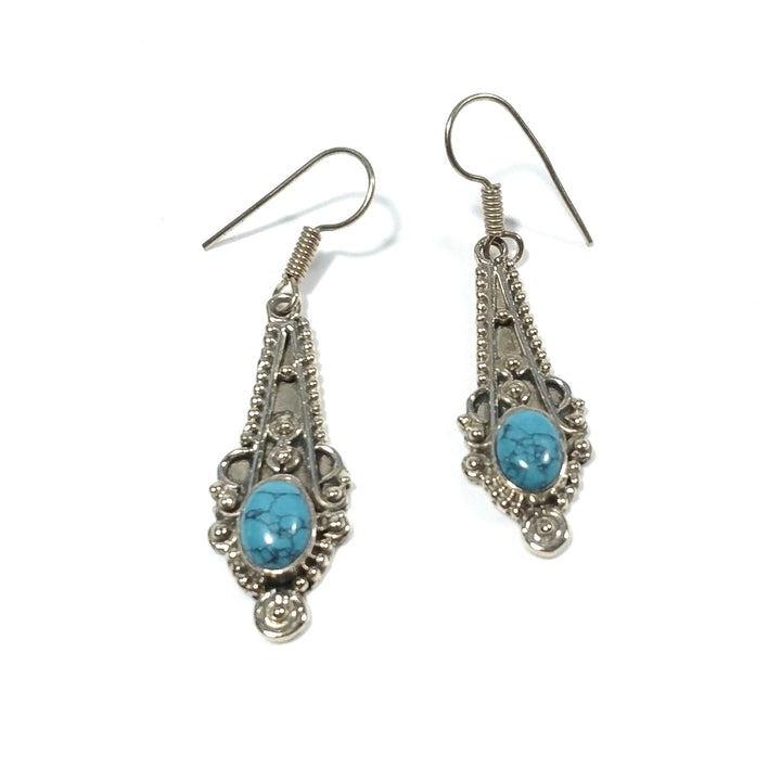 ETHNIC EARRINGS Polished brass EARRINGS Turquoise | ETHNIC
