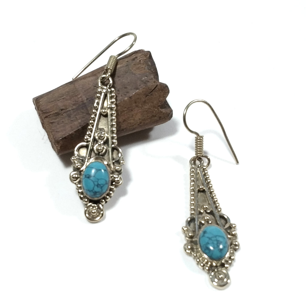ETHNIC EARRINGS Polished brass EARRINGS Turquoise | ETHNIC