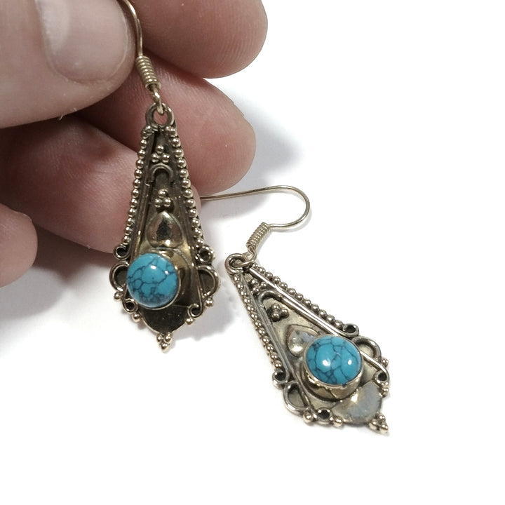 ETHNIC EARRINGS Polished brass EARRINGS Turquoise | ETHNIC