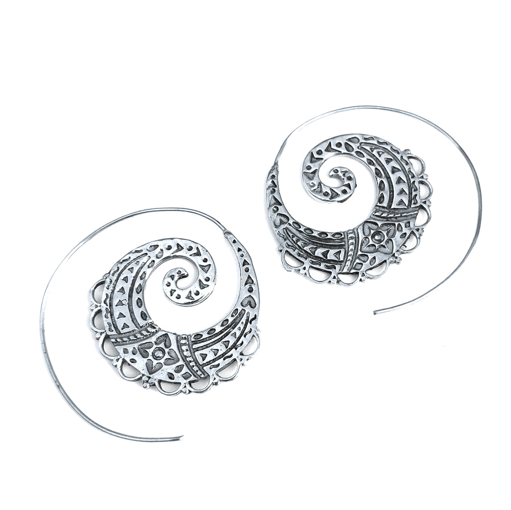 ORECCHINI ETNICI Ottone lucido Orecchini artigianali | Spirale
