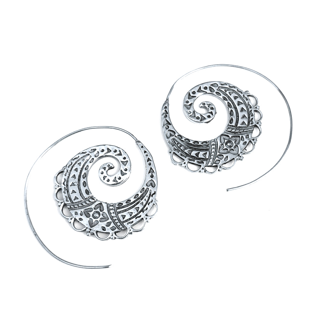 ORECCHINI ETNICI Ottone lucido Orecchini artigianali | Spirale
