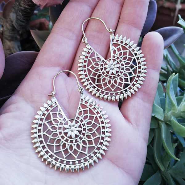 ORECCHINI etnici HERIK in ottone senza pietra | ORECCHINI etnici in ottone