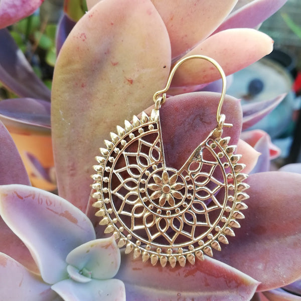 ORECCHINI etnici HERIK in ottone senza pietra | ORECCHINI etnici in ottone