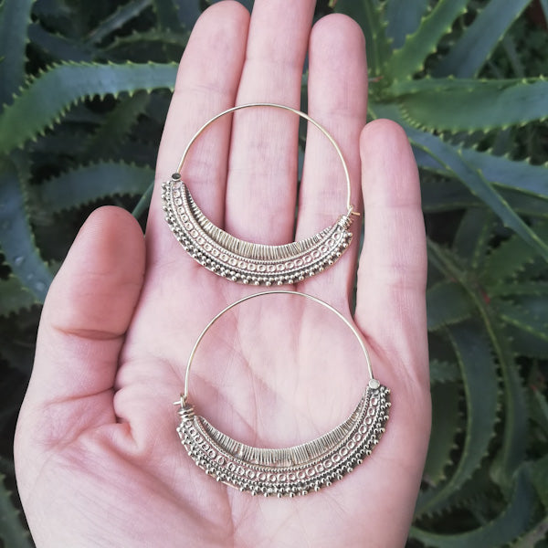 INIKA ethnic EARRINGS in brass without stone | Ethnic brass EARRINGS