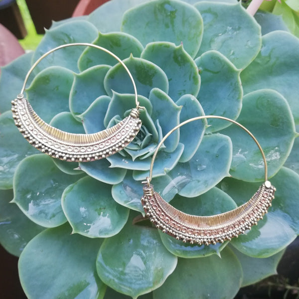 INIKA ethnic EARRINGS in brass without stone | Ethnic brass EARRINGS