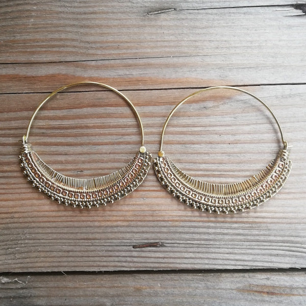 INIKA ethnic EARRINGS in brass without stone | Ethnic brass EARRINGS