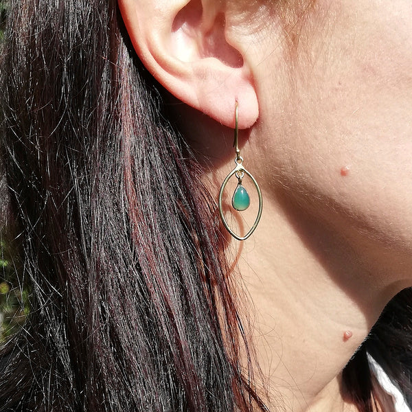 ORECCHINI etnici BINA in ottone con pietra | ORECCHINI etnici in ottone