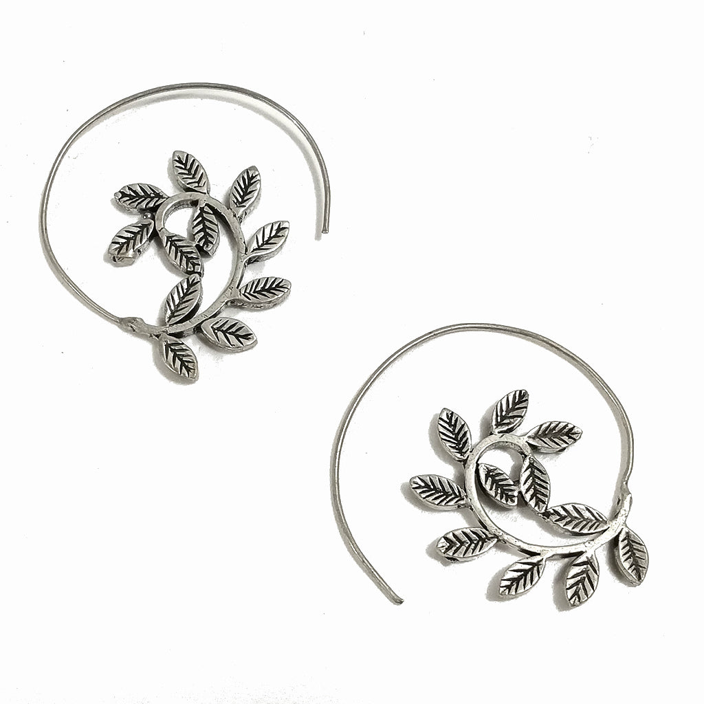ORECCHINI ETNICI Ottone lucido Orecchini artigianale | Spirale LEAF