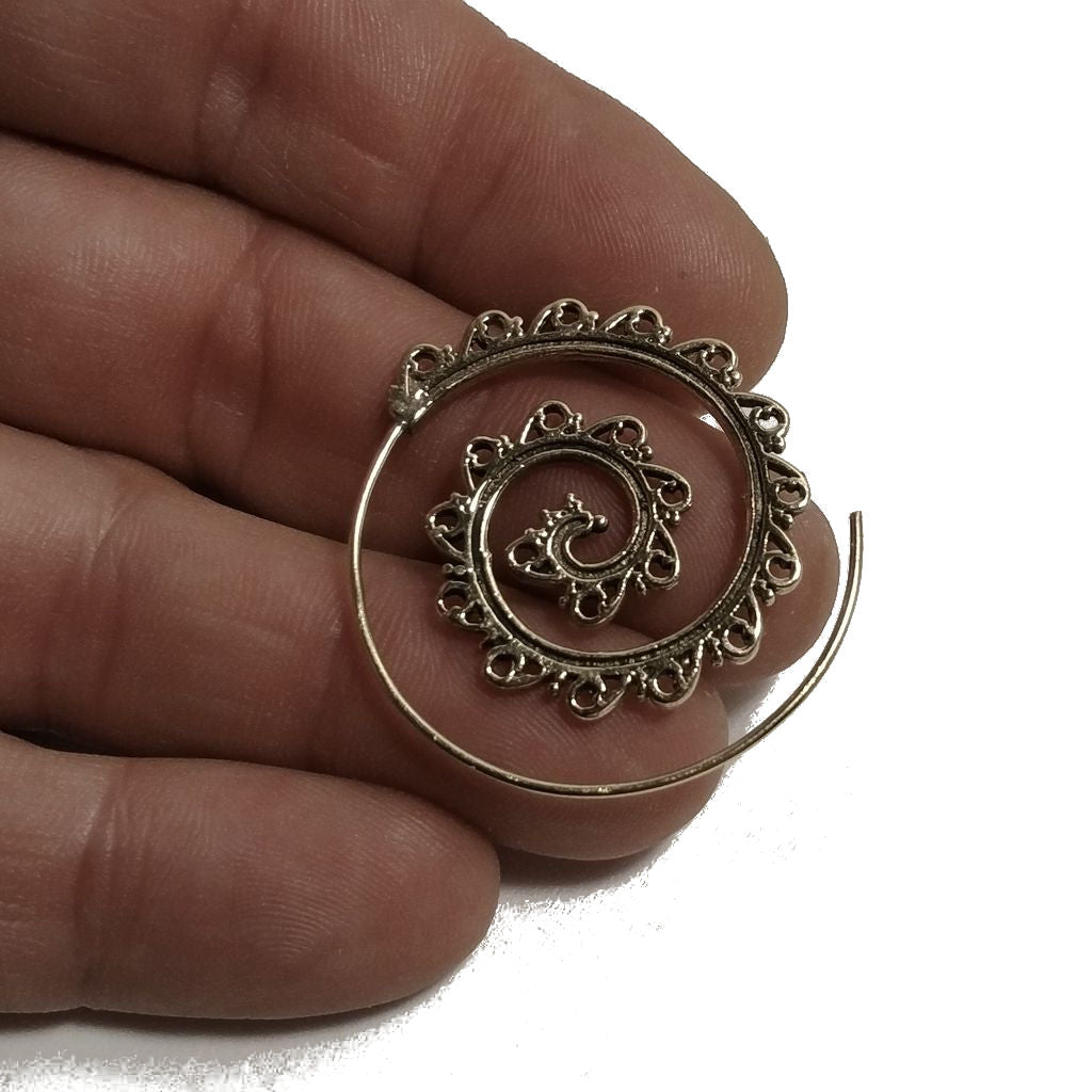 ORECCHINI ETNICI Ottone lucido ORECCHINI | SPIRALE | BOHO style