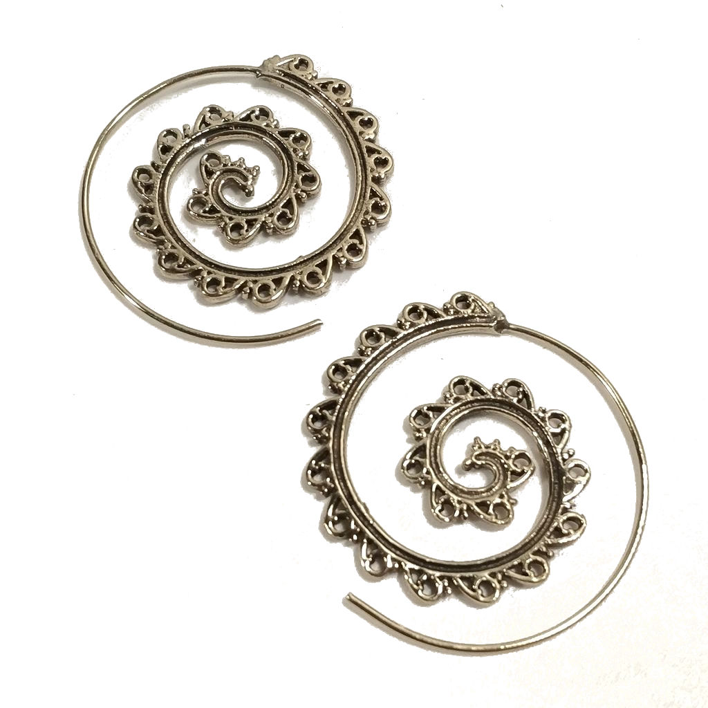 ORECCHINI ETNICI Ottone lucido ORECCHINI | SPIRALE | BOHO style