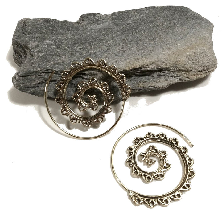 ORECCHINI ETNICI Ottone lucido ORECCHINI | SPIRALE | BOHO style