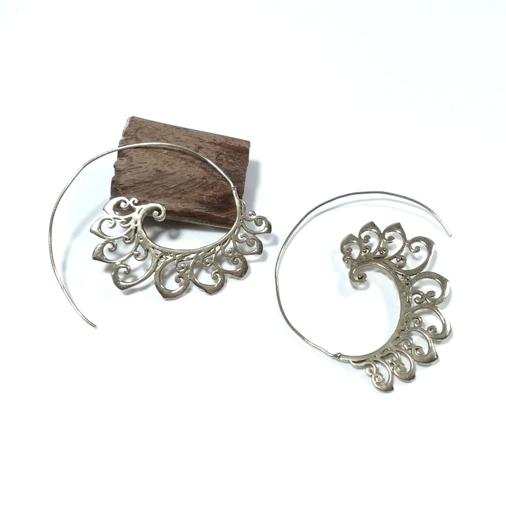 ETHNIC EARRINGS Polished brass EARRINGS | Spiral