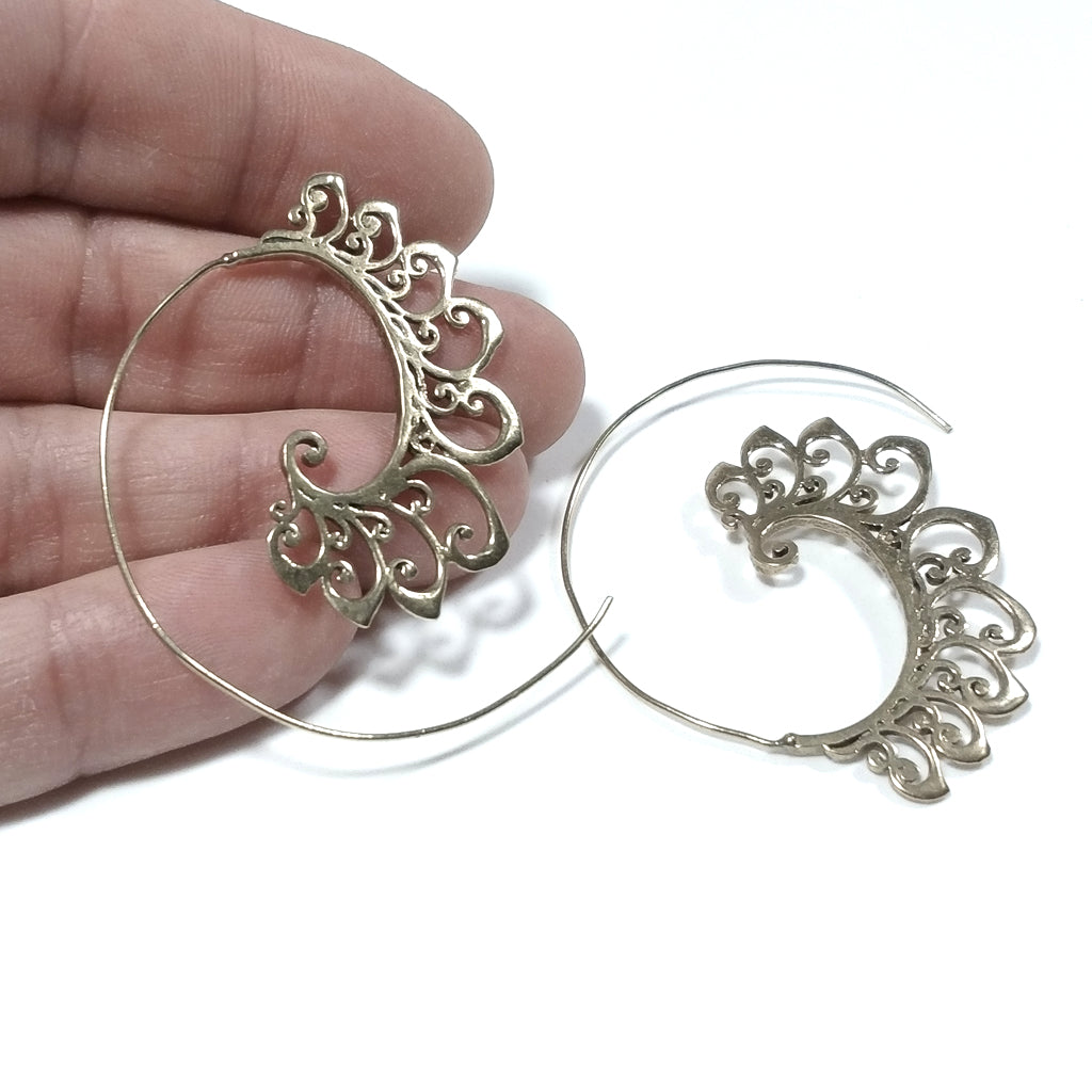 ETHNIC EARRINGS Polished brass EARRINGS | Spiral