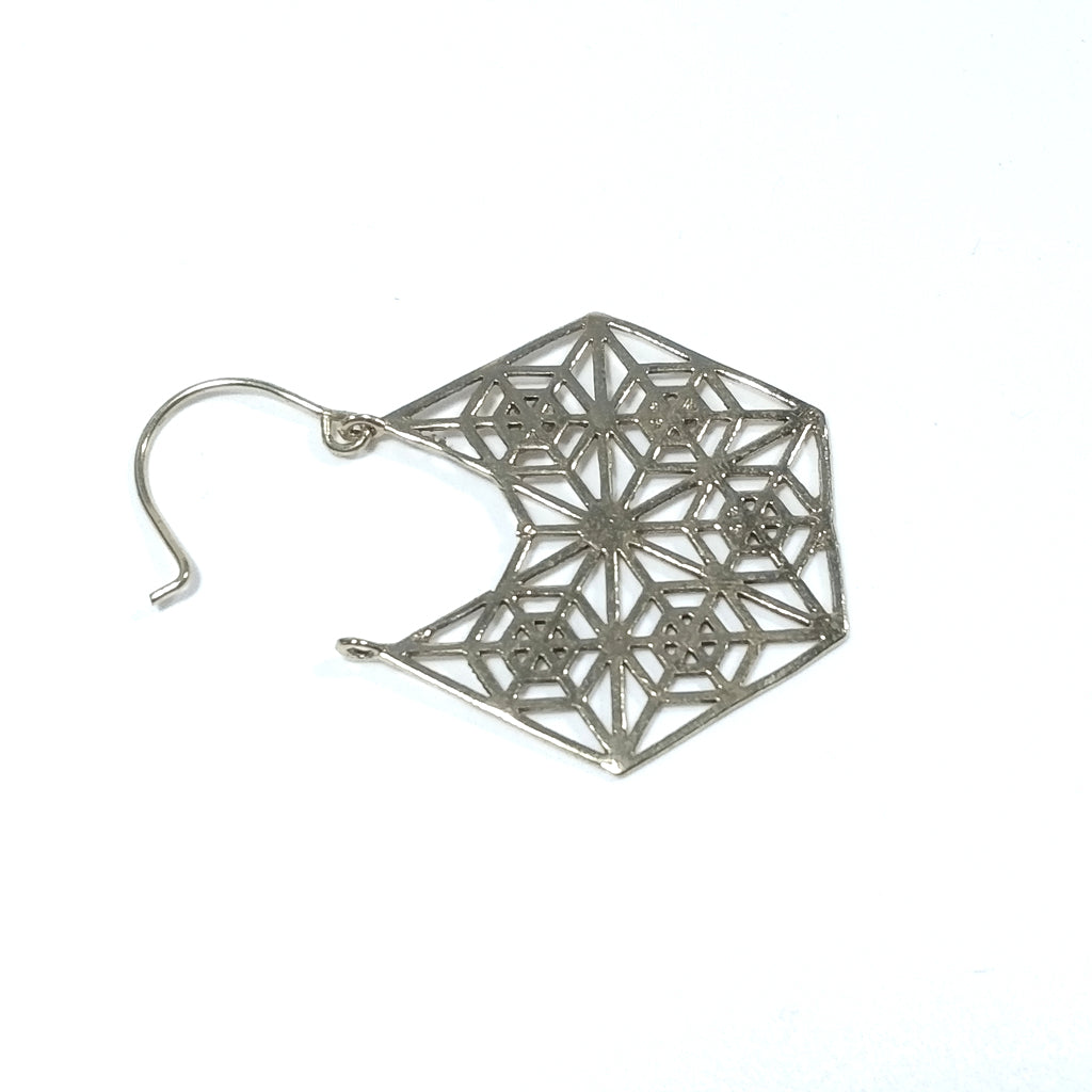 ETHNIC EARRINGS Polished brass - Hexagon