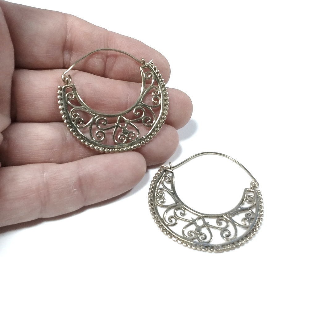 ETHNIC EARRINGS Polished brass EARRINGS | Folding fan