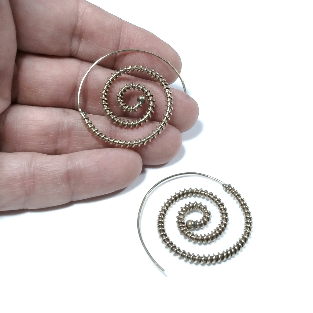 ETHNIC EARRINGS Polished brass EARRINGS | Spiral