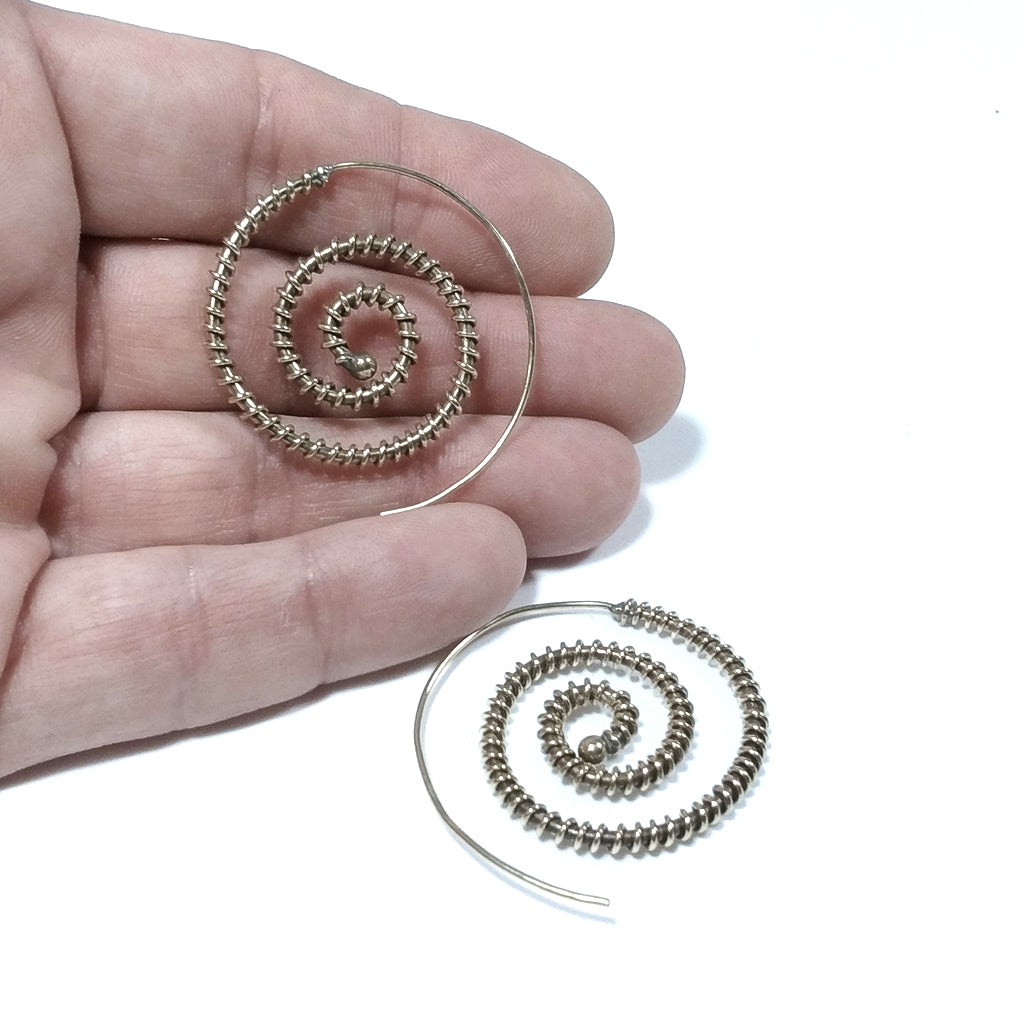 ETHNIC EARRINGS Polished brass EARRINGS | Spiral