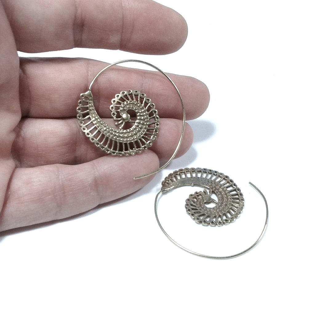 ETHNIC EARRINGS Polished brass EARRINGS | Spiral