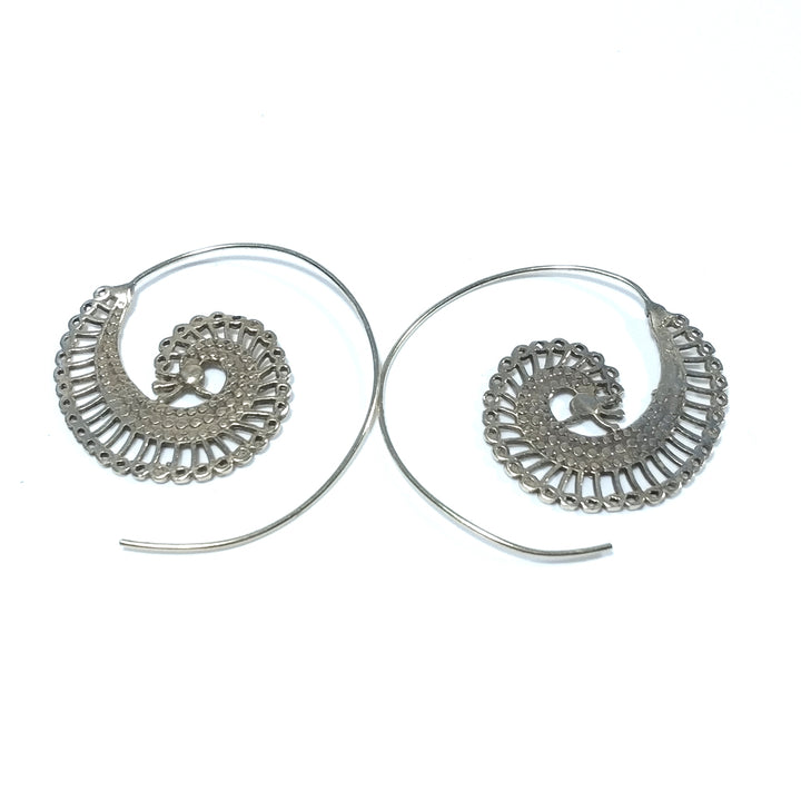 ETHNIC EARRINGS Polished brass EARRINGS | Spiral