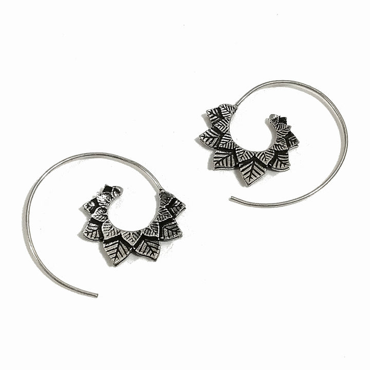 ORECCHINI ETNICI Ottone lucido Orecchini artigianale | Spirale LEAF