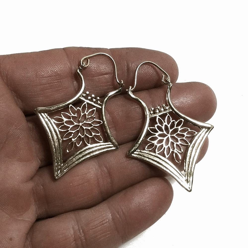 ORECCHINI ETNICI Ottone lucido Orecchini artigianale | Cerchio filigrana