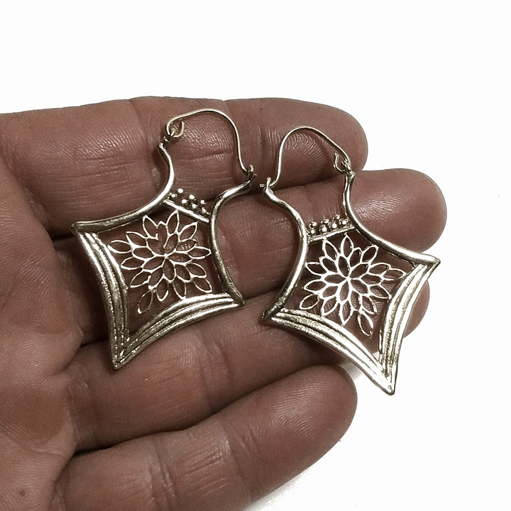 ORECCHINI ETNICI Ottone lucido Orecchini artigianale | Cerchio filigrana