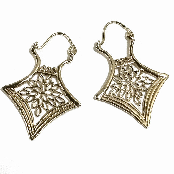 ORECCHINI ETNICI Ottone lucido Orecchini artigianale | Cerchio filigrana