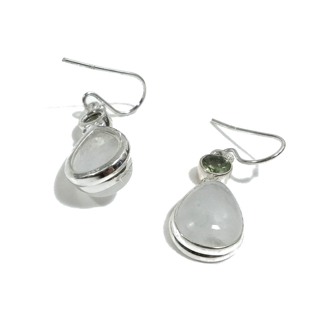 ORECCHINI Argento 925 artigianali Pietra di luna - peridoto | orecchini etnici