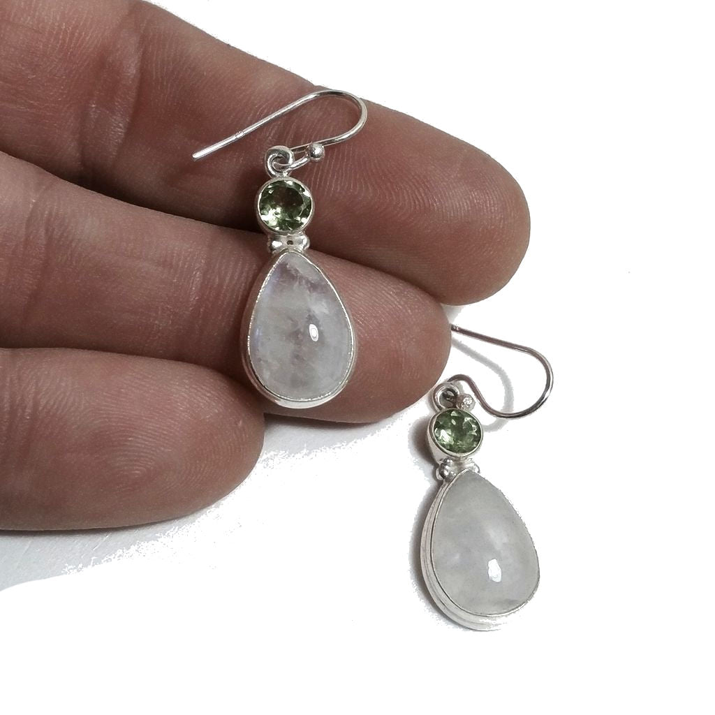 ORECCHINI Argento 925 artigianali Pietra di luna - peridoto | orecchini etnici