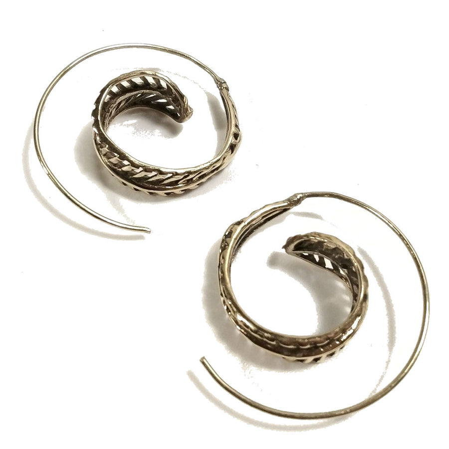 ORECCHINI ETNICI Ottone lucido ORECCHINI | SPIRALE | BOHO style